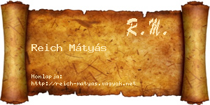 Reich Mátyás névjegykártya